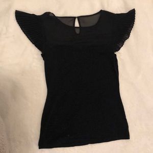 Pleated sleeve black top